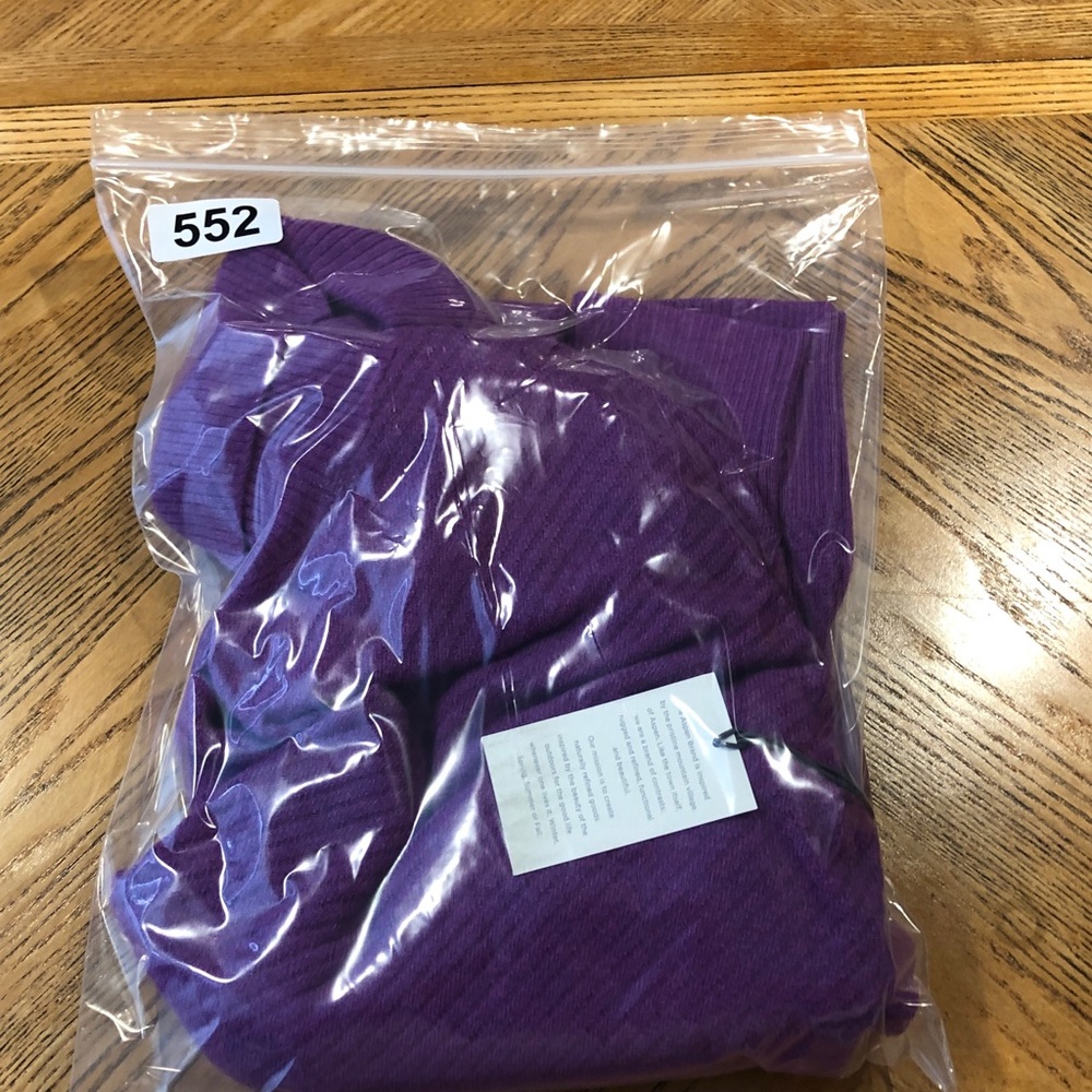 Aspen Extra Fine 100% Merino Wool Purple Sweater Chevron Texture Women’s Large - Picture 9 of 10